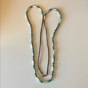 Chan Luu Turquoise and White Beaded Necklace